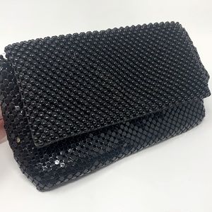 Black Metal Sequined clutch/cross-body